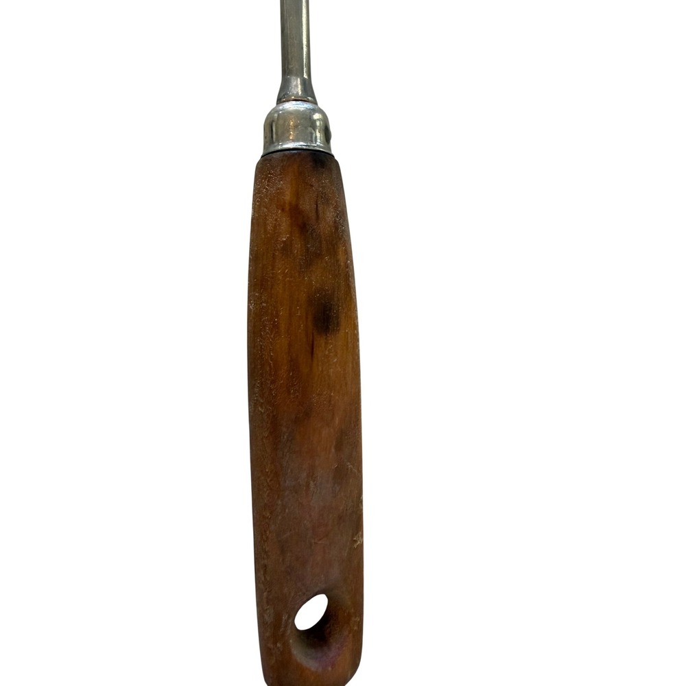 Vintage EKCO A&J Slotted Spatula Wood Handle Stainless Steel USA Made 13 Inch